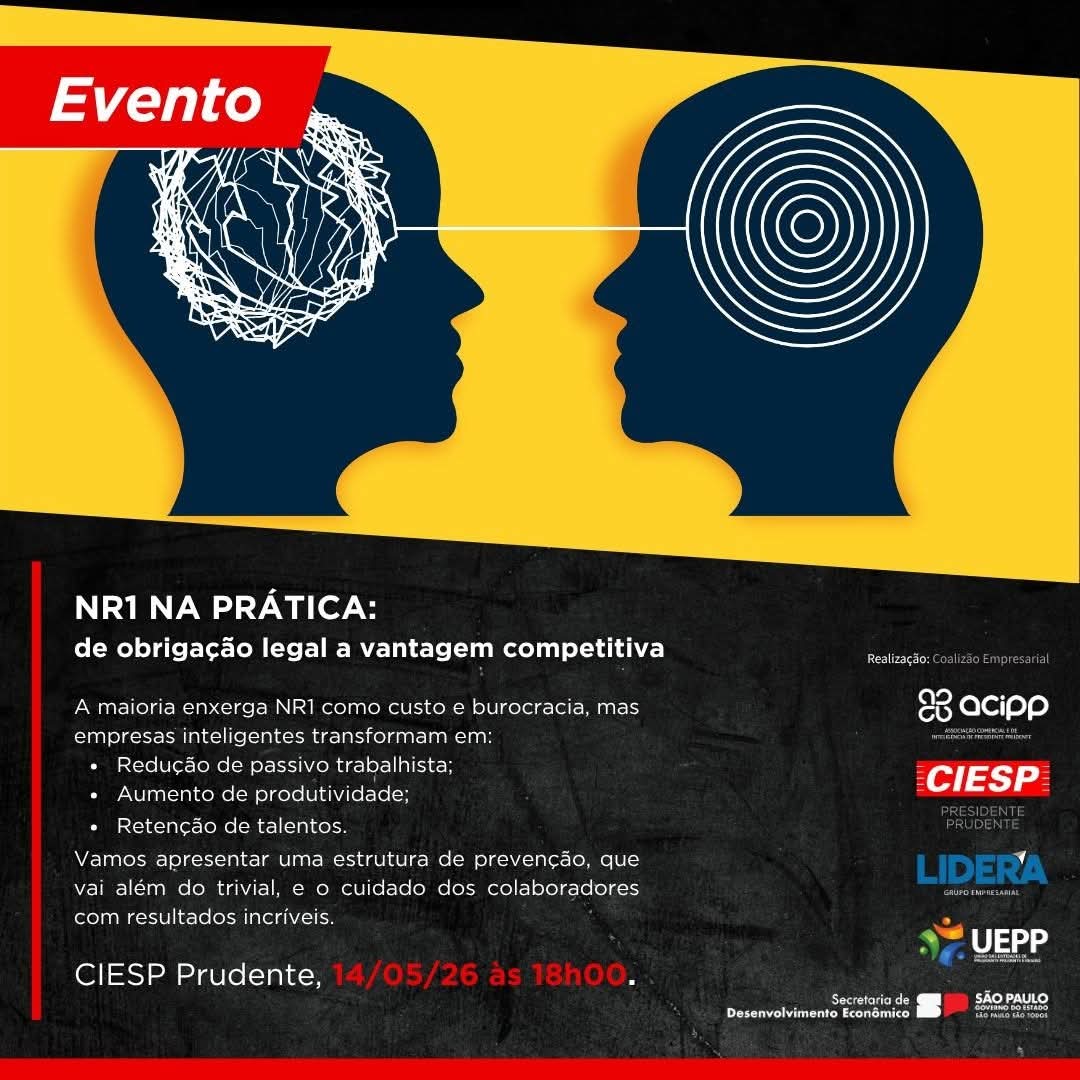 Atualização da NR-1é tema de workshop nesta quinta-feira, 14, no Ciesp
